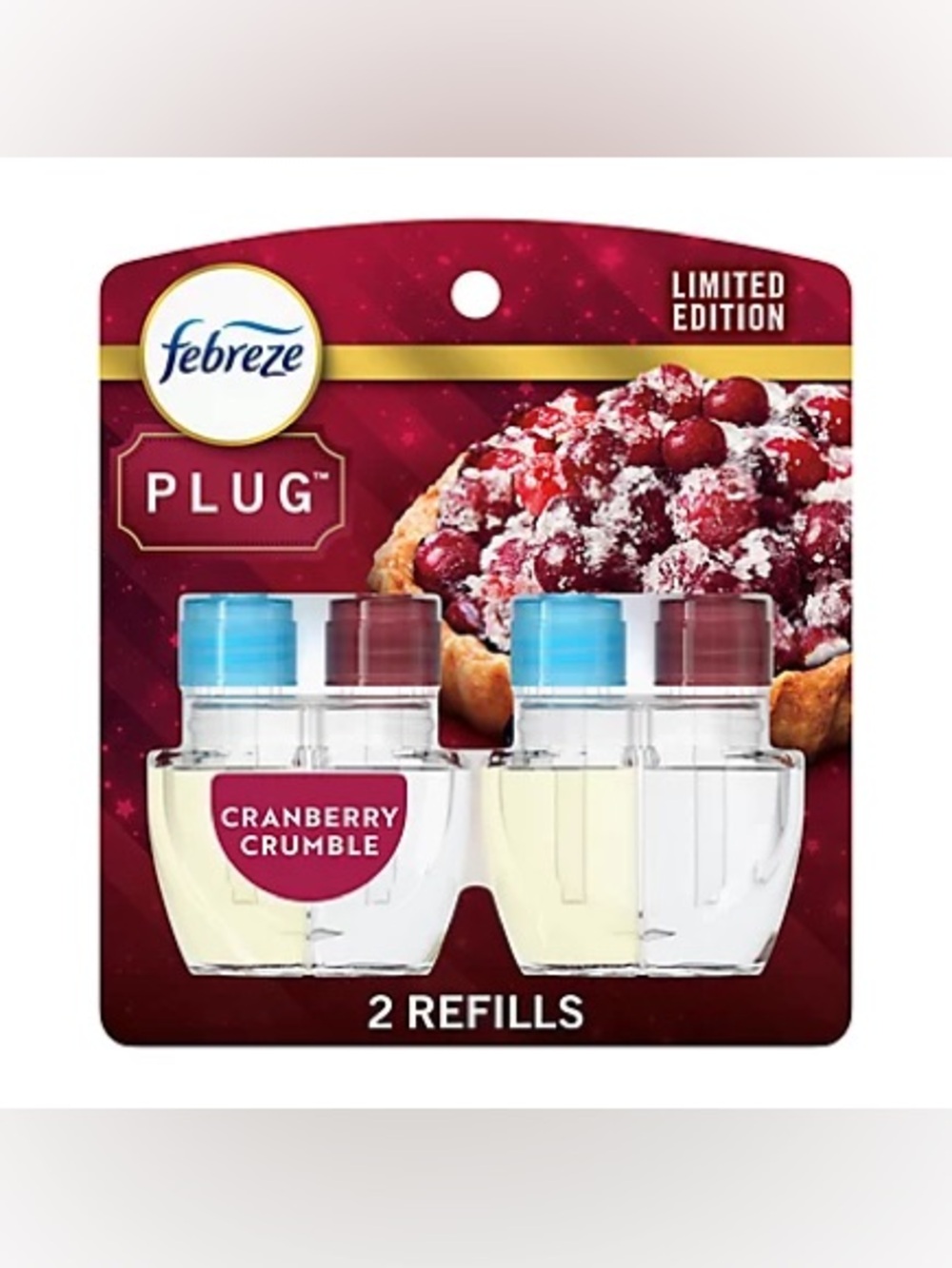 Febreze Cranberry Crumble Plug Oil Refills - Red & Blue Accents (2 Pack)